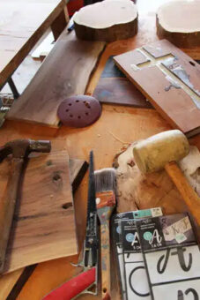 drywall and wood materials on table