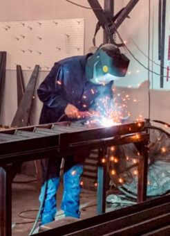 man welding