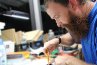 Daniel working on cracked screen